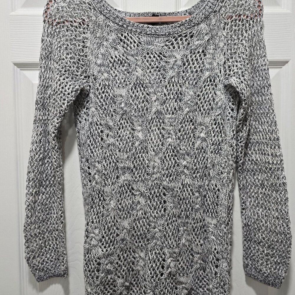 Jessica Simpson Women's Sweater Small Open Knit Grey Open Back